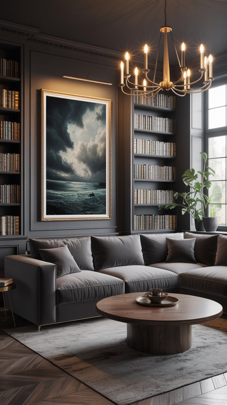 Elegant Living Room with Chandelier