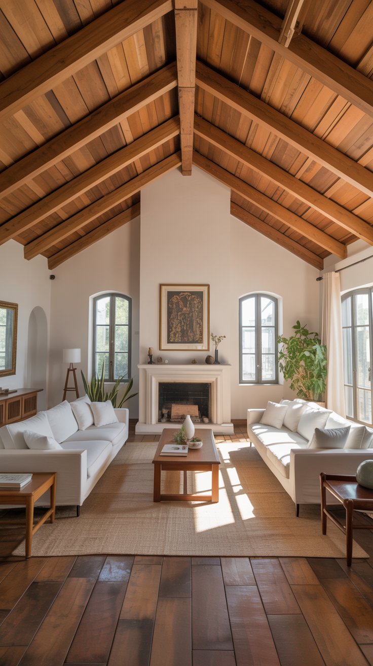 Living room with vaulted ceiling