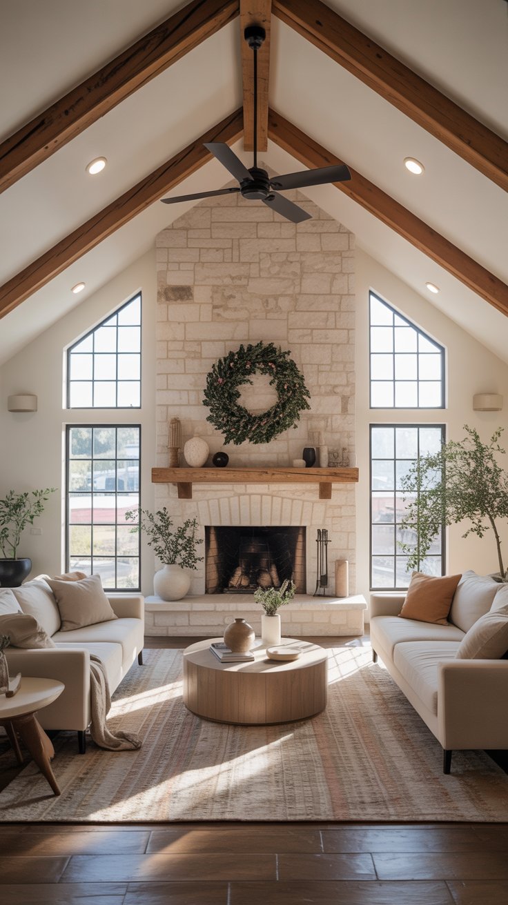 Charming Rustic Living Room with Exposed Beams
