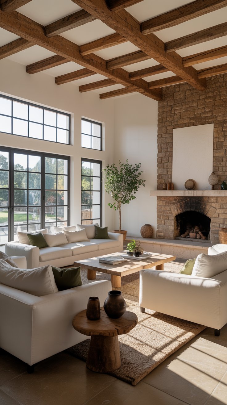 Rustic Living Room with Large Windows