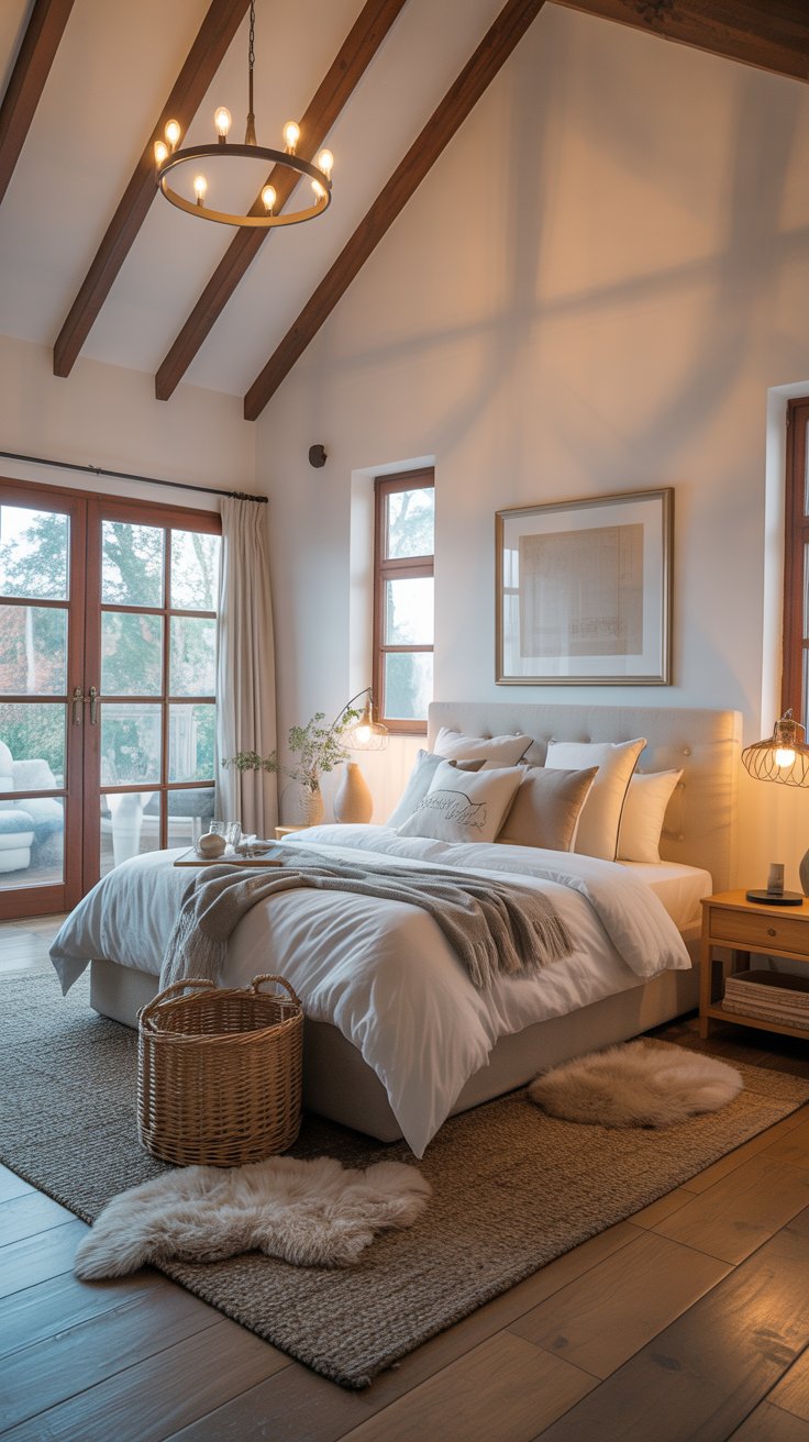 Cozy bedroom with natural light and warm tones