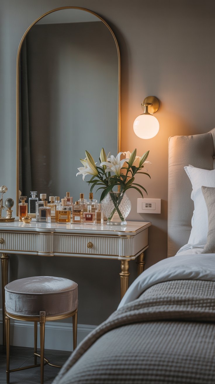 Chic Bedroom Vanity with Gold Accents