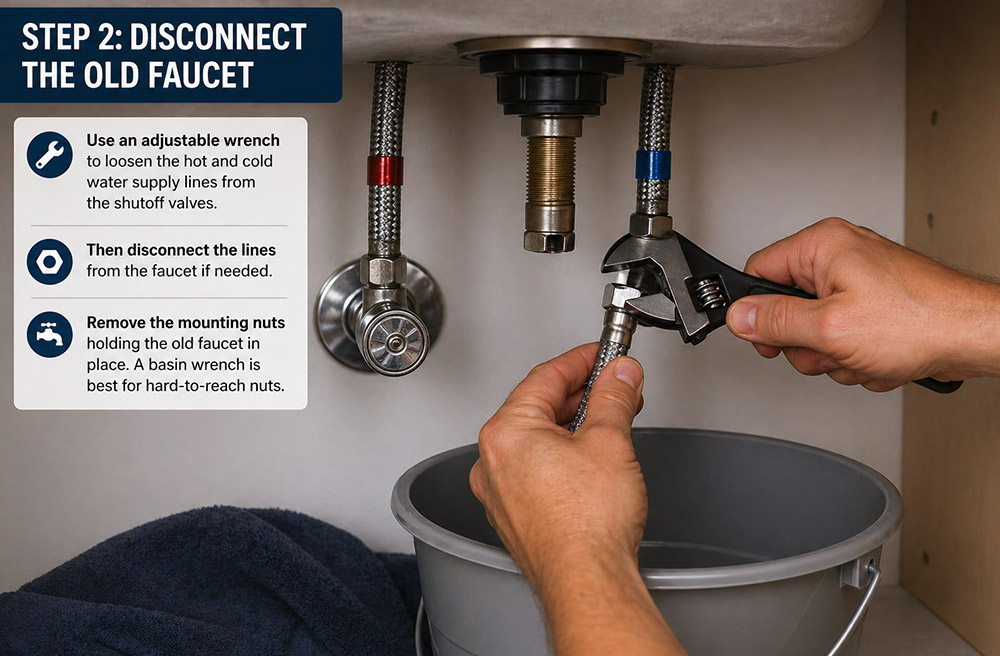 An image of a faucet being disconnected