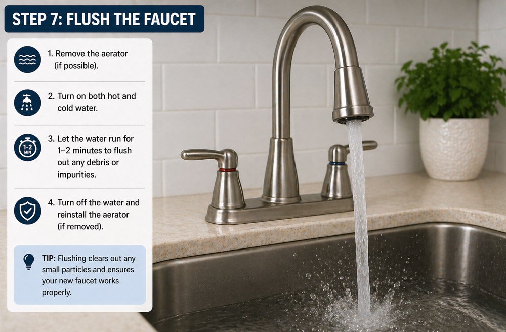 An image of a faucet being flushed