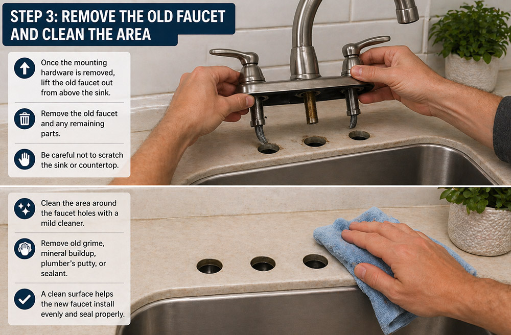 An image of a faucet being removed