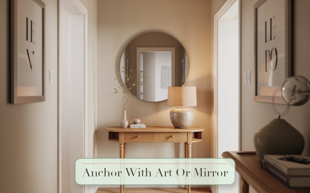 Step 2: Anchor It With Art Or A Mirror console table styling image