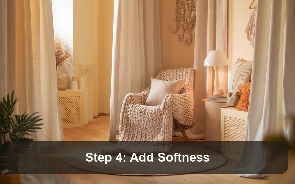 Step 4: Add Softness Without Clutter for a cozy reading nook