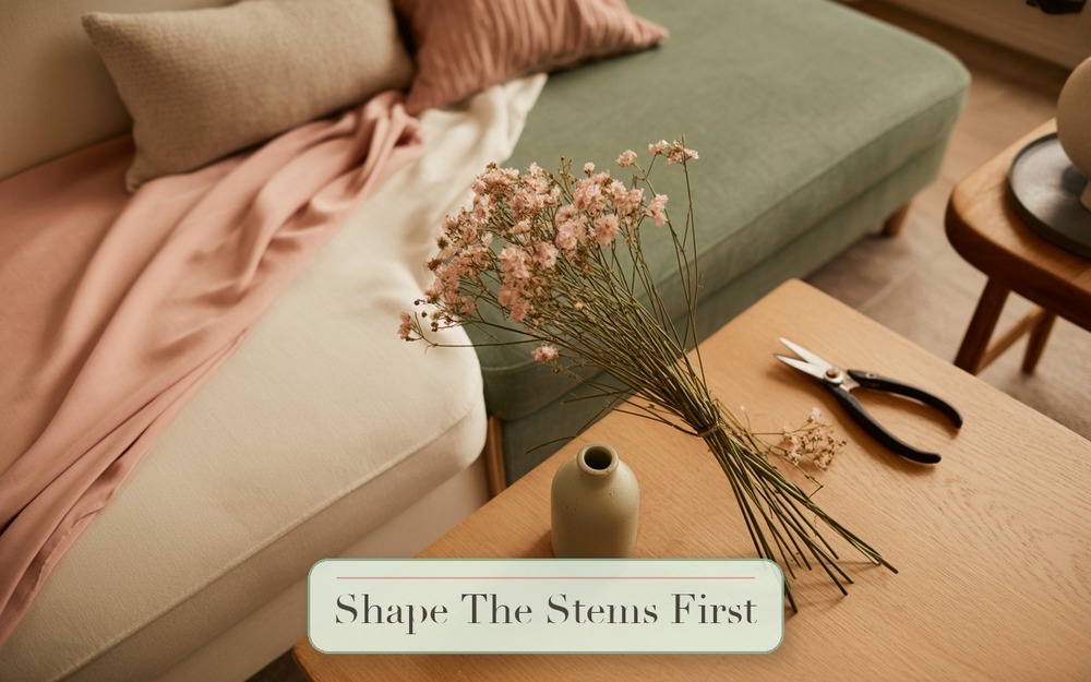 Step 3: Shape The Stems First faux flower arrangement image