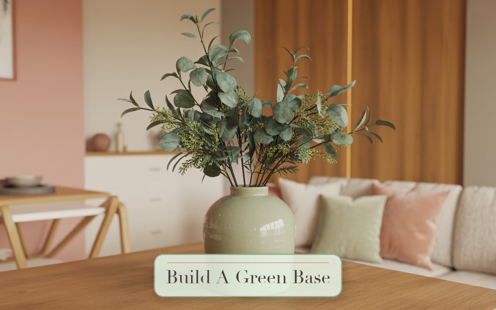 Step 4: Build A Green Base faux flower arrangement image